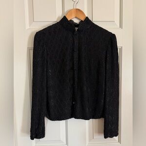 Vintage Adrianna Papell Elegant Evening Jacket Black Fully Beaded Lined M